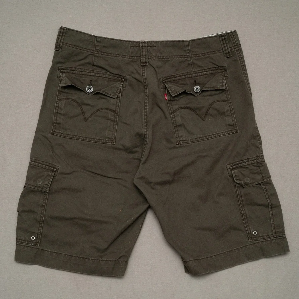 Vintage Y2k 2000s Levis Baggy Cotton Cargo Shorts Brown Loose Fit Mens 39